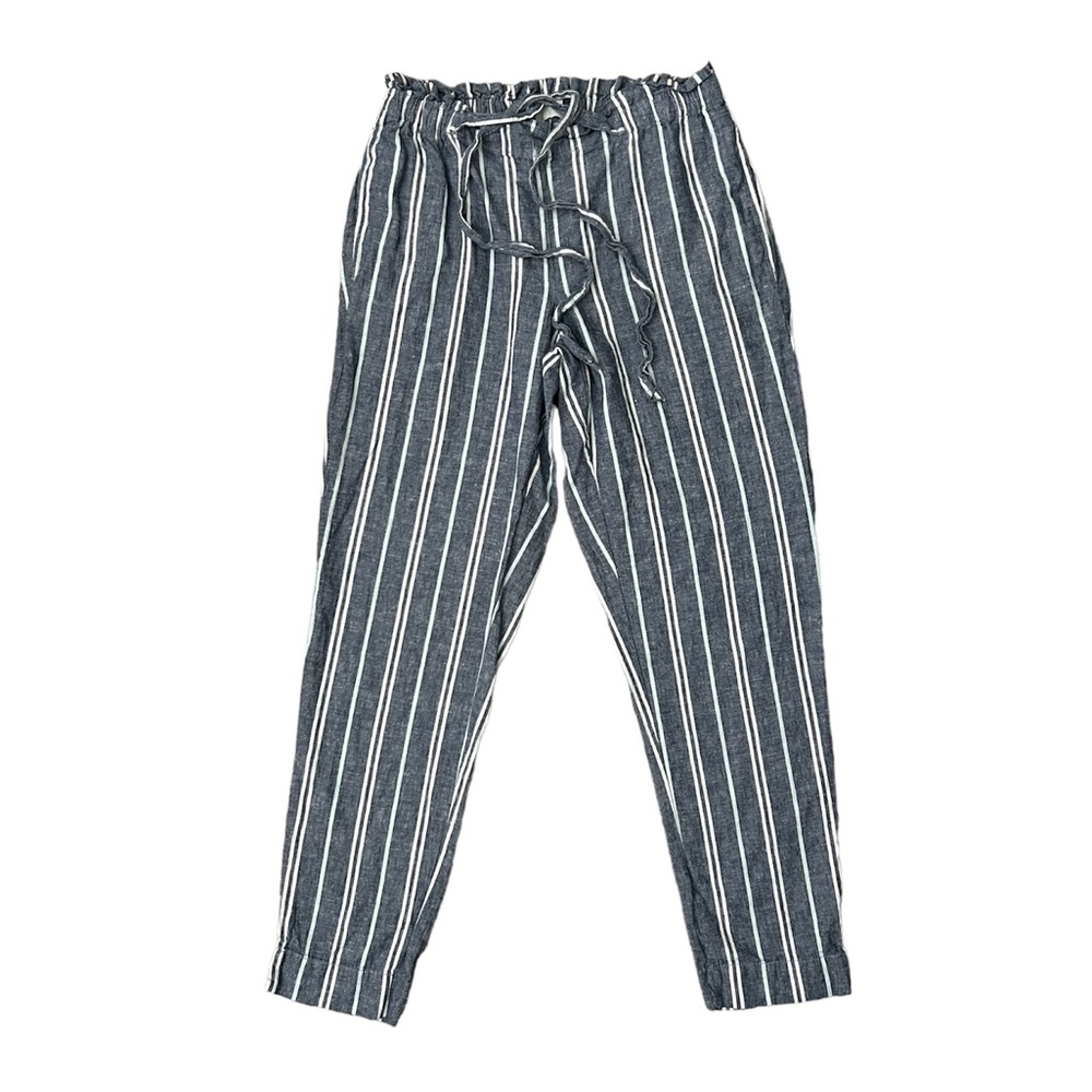 beach lunch lounge Giavanna Striped Linen and Cotton Pants